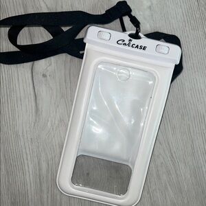 White Waterproof Phone Pouch with Lanyard